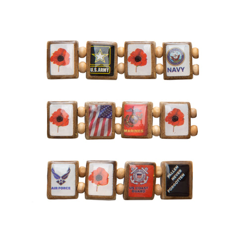 Sample - Poppy Remembrance (12 tile) Bracelet-Wrist Story Products-Wrist Story Products